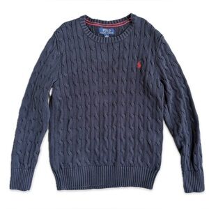 Polo Ralph Lauren Cable Knit Cotton Sweater Navy Long Sleeve Boys M(10-12)